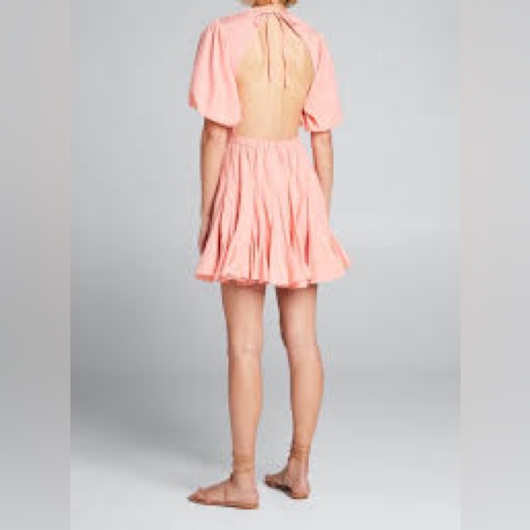 Rhode Molly Fit Flare Mini Dress Xs Peach Open Back Cotton Flared Skirt Chic Nwt